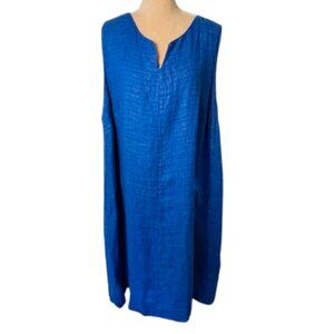 Flax Linen Clothing Sleeveless Tank Midi Dress 100% Linen Plus Size 2G 22-24